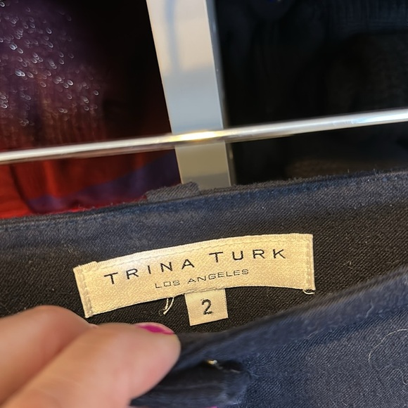 Trina Turk navy wool blend 4 pocket trousers size 2 - Picture 2 of 3